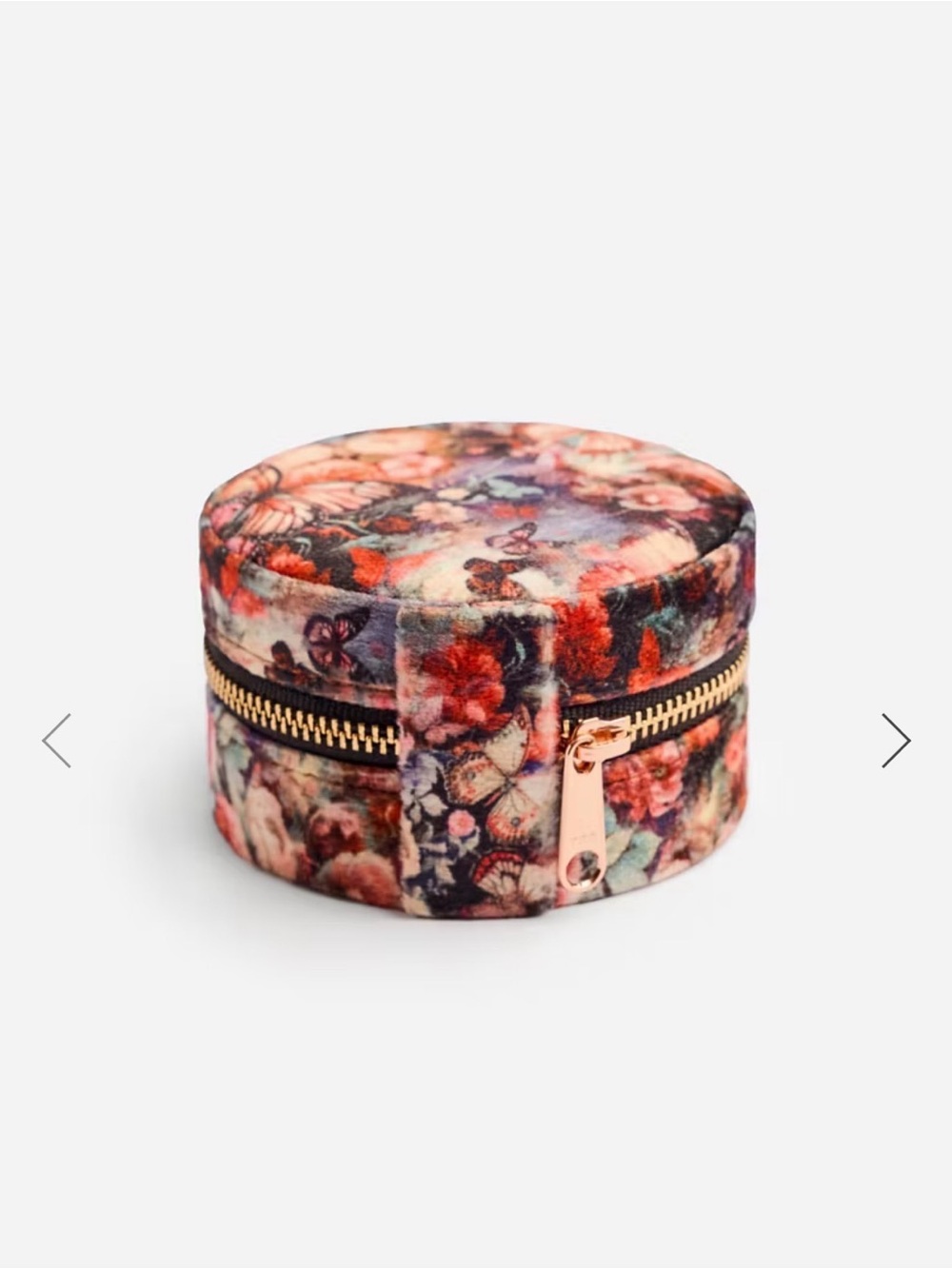 JOHHNY WAS Teyros Velvet Floral Jewelry Box Round Travel Case NWT - Picture 3 of 4